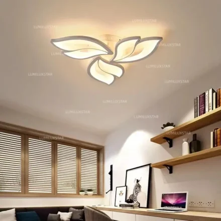 Lustra LED 72W design petale alb mat cu telecomanda si lumina reglabila