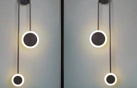 Set 2 aplice LED cercuri, 2x10W, lumina neutra, negru