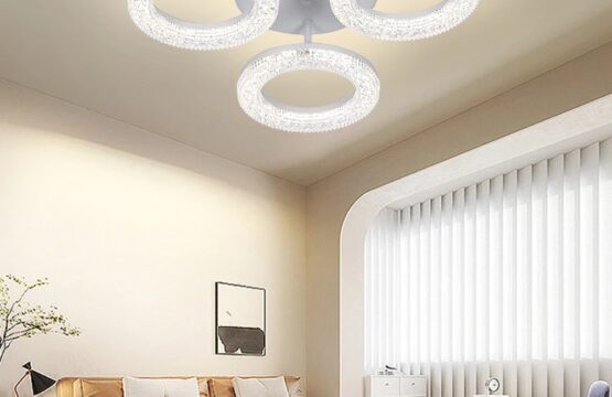 Lustra LED, 60W, 3 cercuri cu diamante, telecomanda wifi 2.4G, lumina/rece/calda/neutra, intensitate reglabila