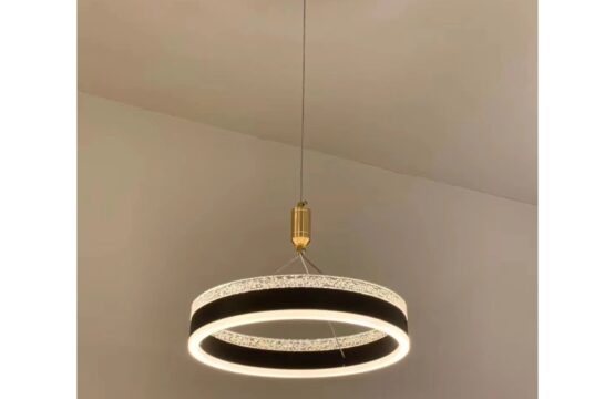 Lustra LED suspendata, circulara, 38W, negru, lumina calda/rece/neutra