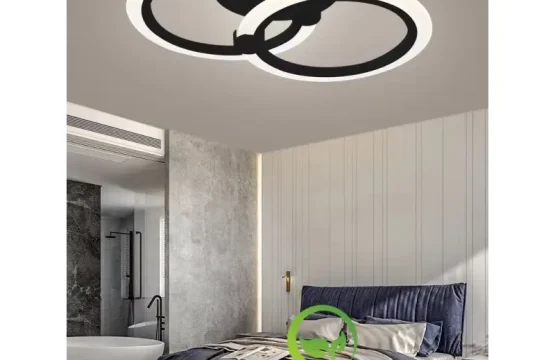 Lustra LED maro 48W cu 2 cercuri finisaj coffee control prin aplicatie smartphone si telecomanda