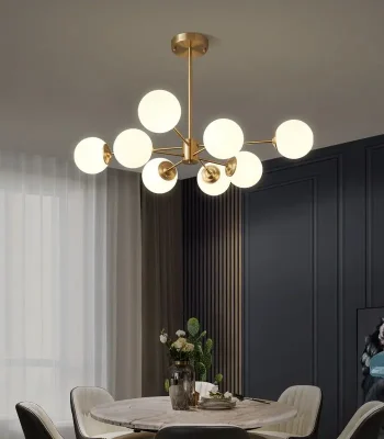 Candelabru bronz cu design clasic și 8 surse de lumină