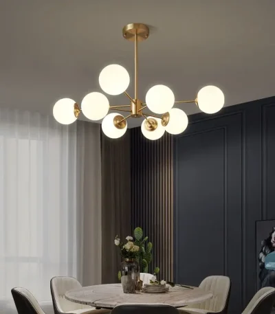 Candelabru bronz cu design clasic și 8 surse de lumină