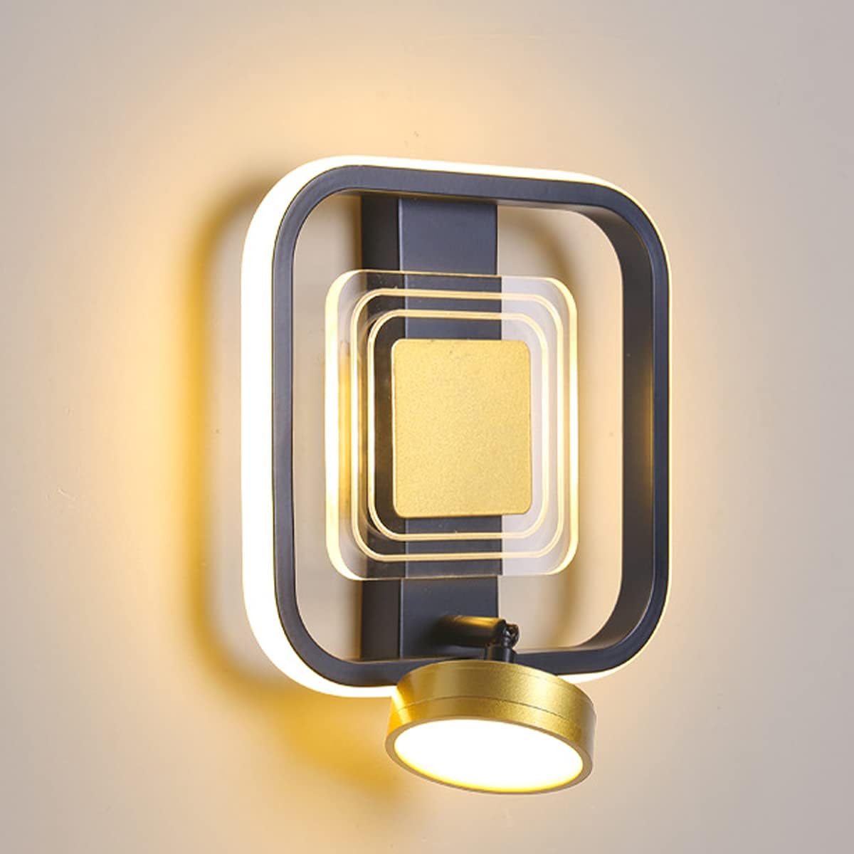 51L+AYkya2S._AC_SL1200_ Aplica LED 28W, 1500lm, 20x20cm, patrata, negru cu auriu, lumina rece/calda/neutra - imagine 1
