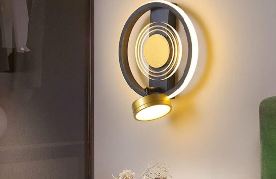 Aplica LED 25W, 1500lm, 20cm, rotunda, negru cu auriu, lumina rece/calda/neutra