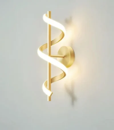 Aplică LED aurie în formă de spirală cu design creativ și lumină neutră