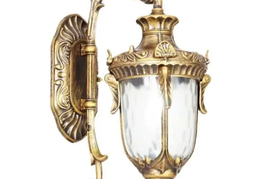 felinar vintage exterior bronz auriu cu montaj pe perete, IP65, dulie E27, rezistent la intemperii