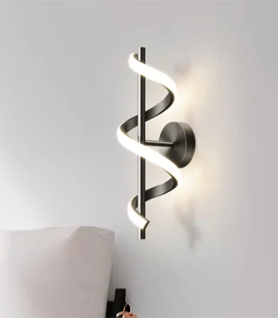Aplică LED neagra în formă de spirală cu design creativ și lumină neutră