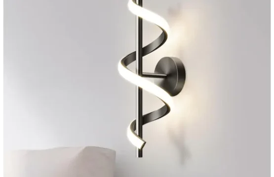 Aplică LED neagra în formă de spirală cu design creativ și lumină neutră