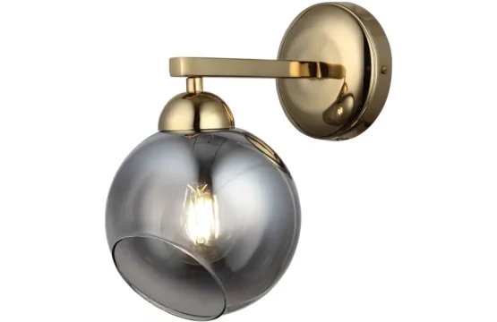 Aplica aurie cu glob fumuriu, dulie E27, 230V