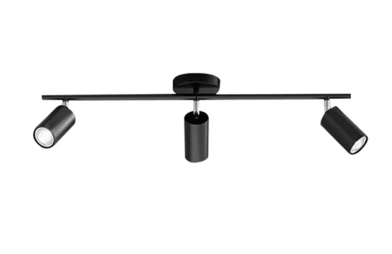 Aplica cu 3 spoturi orientabile, dulie GU10, culoare corp negru, montaj tavan/perete