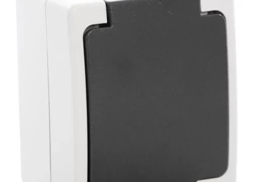 Priză simplă cu împământare IP54 alb, montaj aplicat