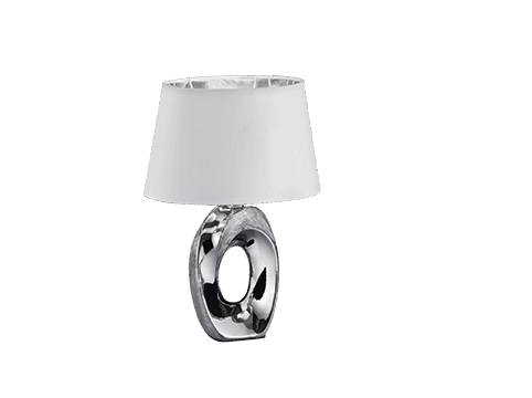 Veioza/Lampa de masa TABA, alb/argintiu , dulie E14 -TRIO