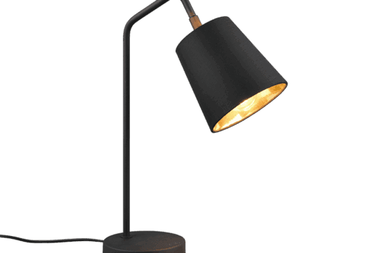 Veioza/Lampa de masa BUDDY, abajur reglabil, negru/auriu, dulie E27 -TRIO