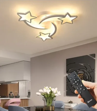 Lustra LED 60W model stea control aplicatie telefon si telecomanda intensitate reglabila 4800lm