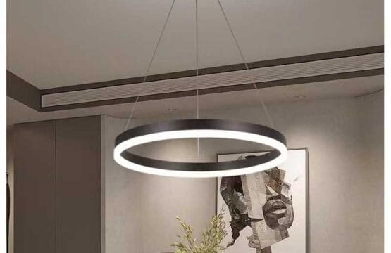 Lustra LED Minimalist Ring, 44W, 40cm, maro, telecomanda, lumina rece/calda/neutra, intensitate reglabila