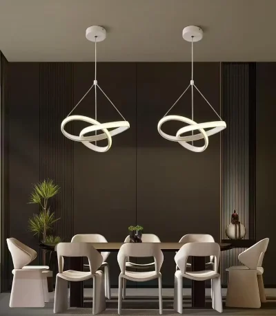 pendul LED suspendat 28W alb, design modern, înălțime reglabilă