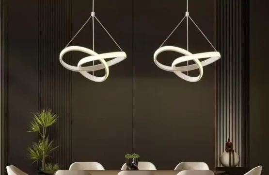 pendul LED suspendat 28W alb, design modern, înălțime reglabilă