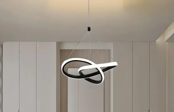 pendul LED suspendat 28W negru alb, design modern, înălțime reglabilă