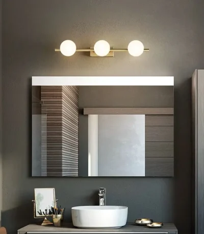 aplica baie 3 globuri auriu acril G9