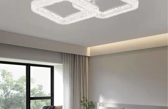 lustra LED 80W doua patrate alb telecomanda lumina reglabila