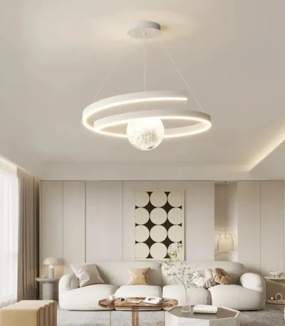Lustra LED spirala alba 70W design modern dimabila cu control prin telefon si telecomanda