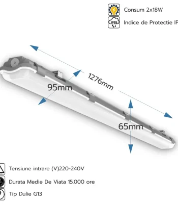 Corp neon LED etanș IP65 rezistent la apă