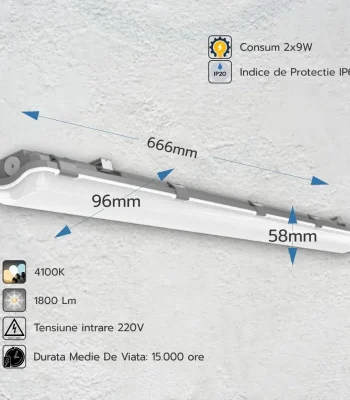 Corp neon LED mic IP65 de 60 cm montat